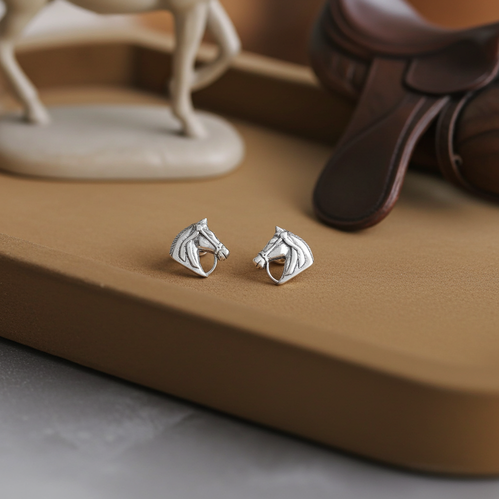 Bridled Horse Silver Earrings - PEGASUS JEWELLERY