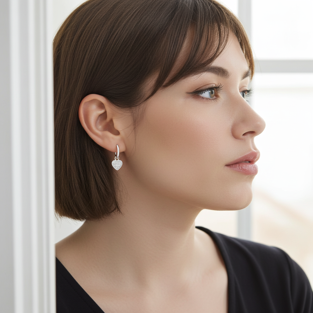 Drop Heart Hoop Earring