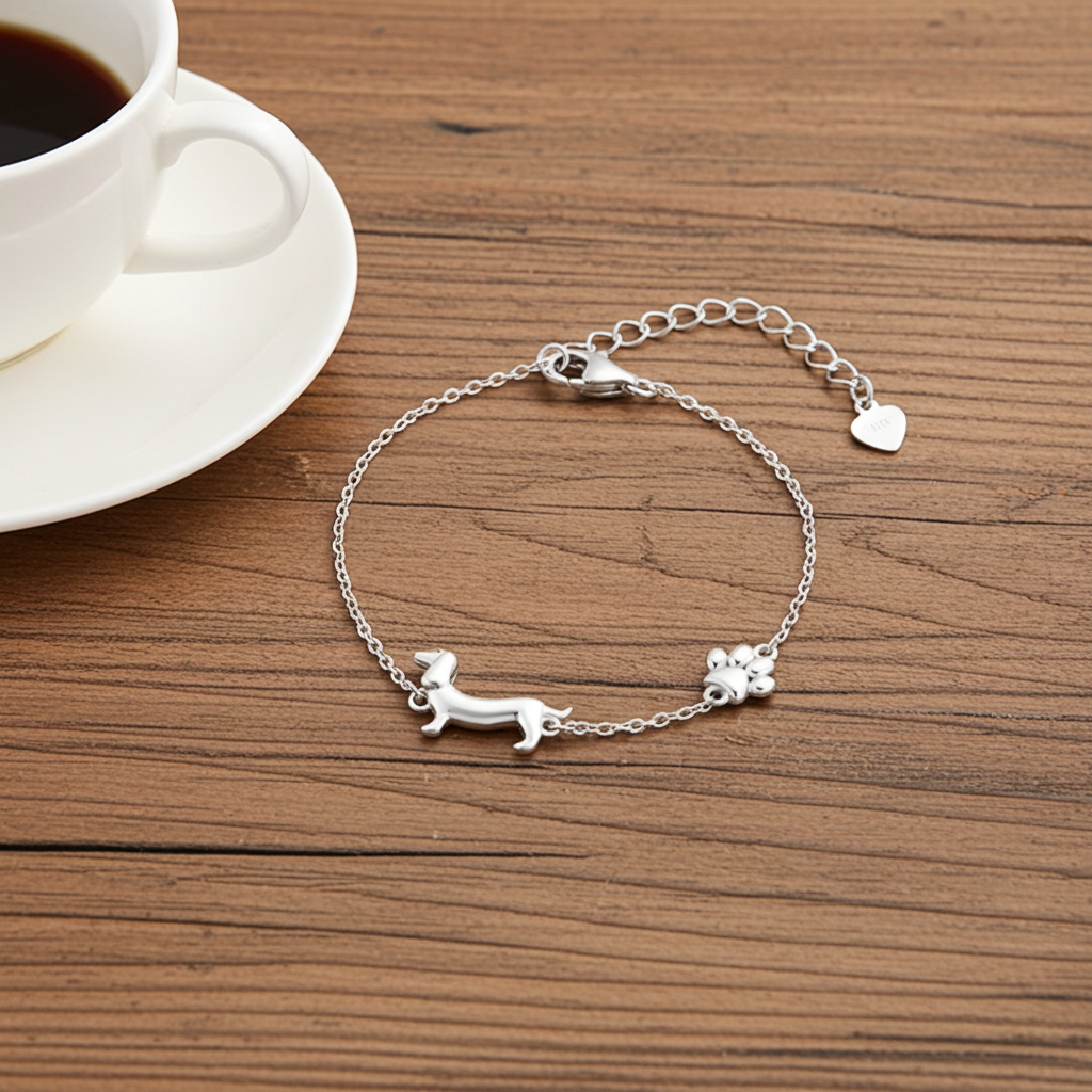 Dachshund Bracelet- Silver