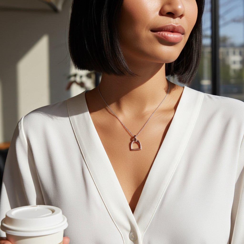 Stirrup Necklace - Rose Gold - PEGASUS JEWELLERY