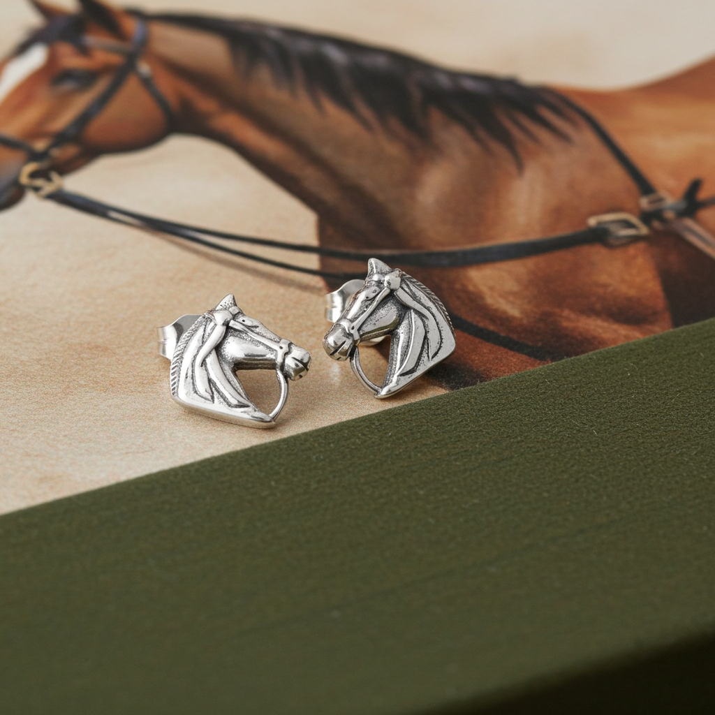 Bridled Horse Silver Earrings - PEGASUS JEWELLERY
