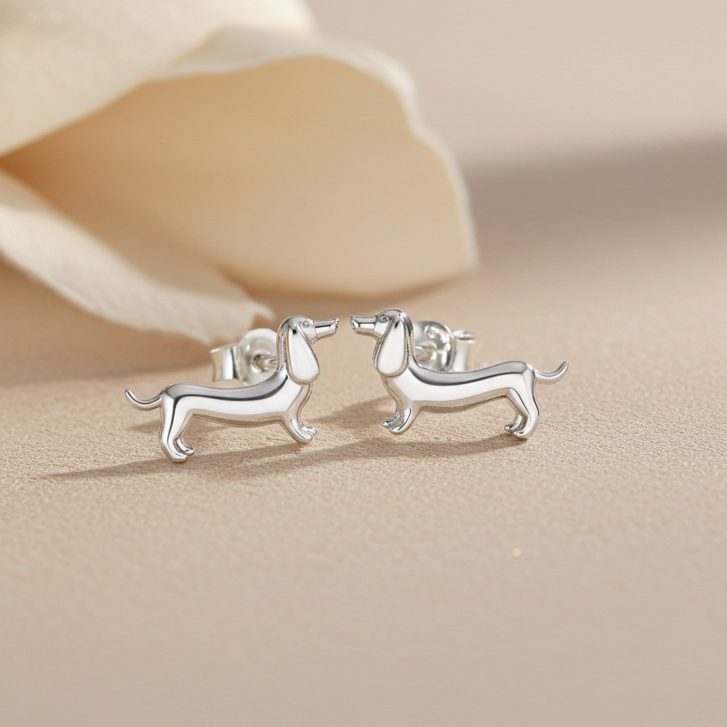 Dachshund Stud Earring- Silver
