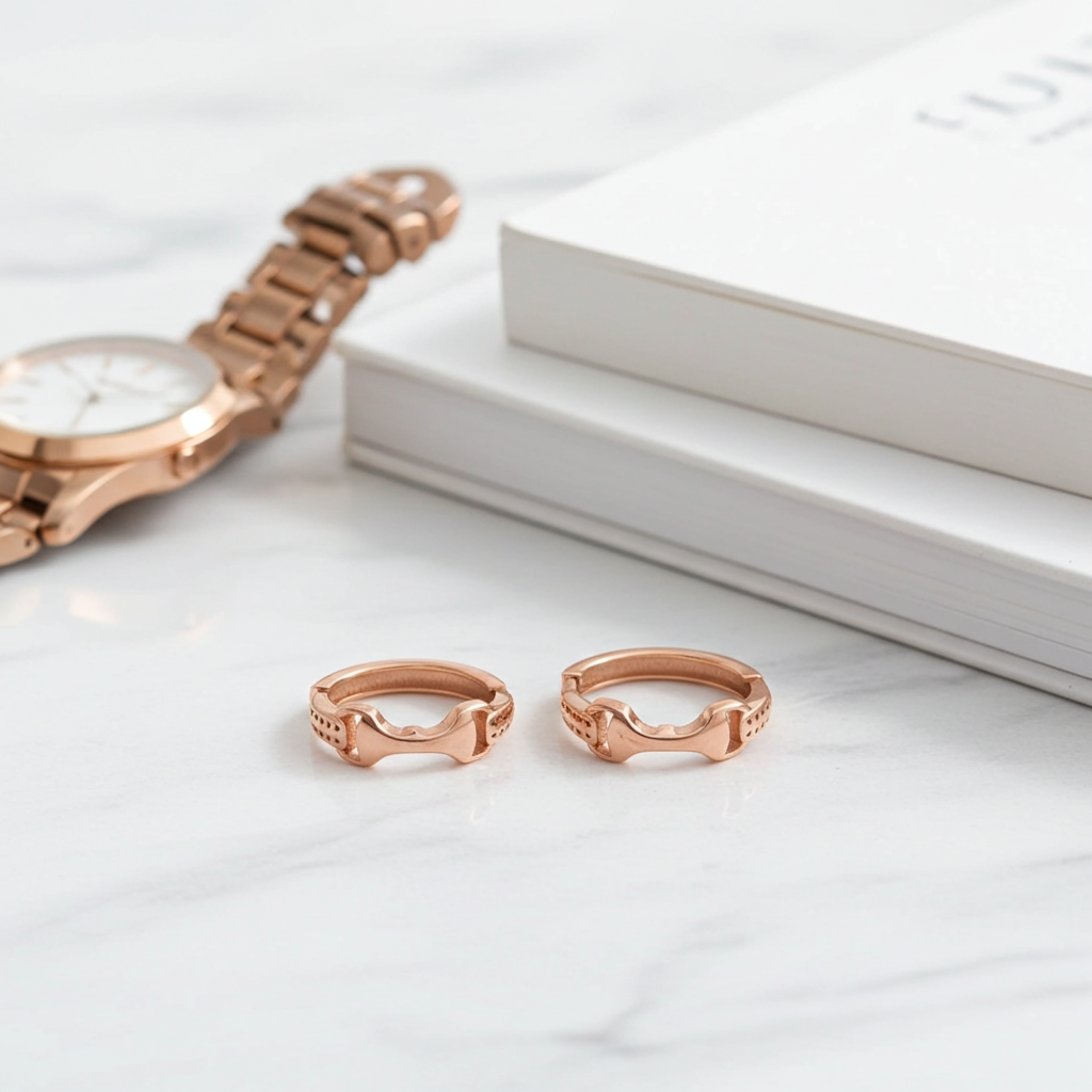 Snaffle Hoop Earrings- Rose - PEGASUS JEWELLERY