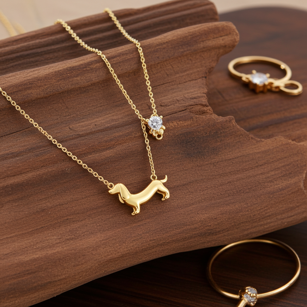 Dachshund Necklace- Gold