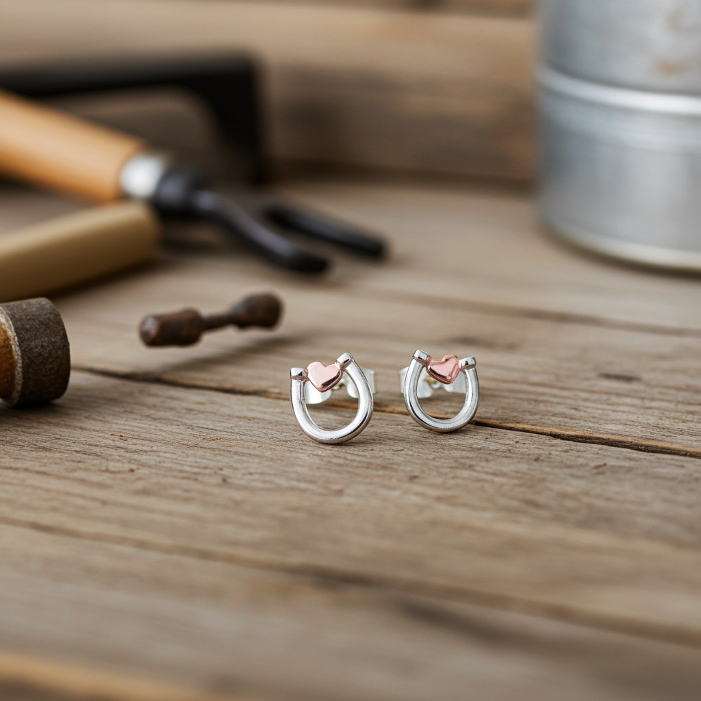Horseshoe & Hearts Earrings - PEGASUS JEWELLERY