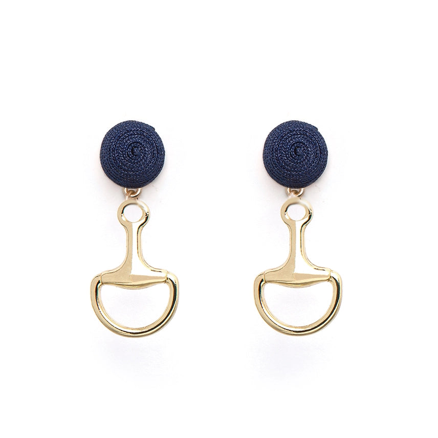 Drop Snaffle Earring- Navy