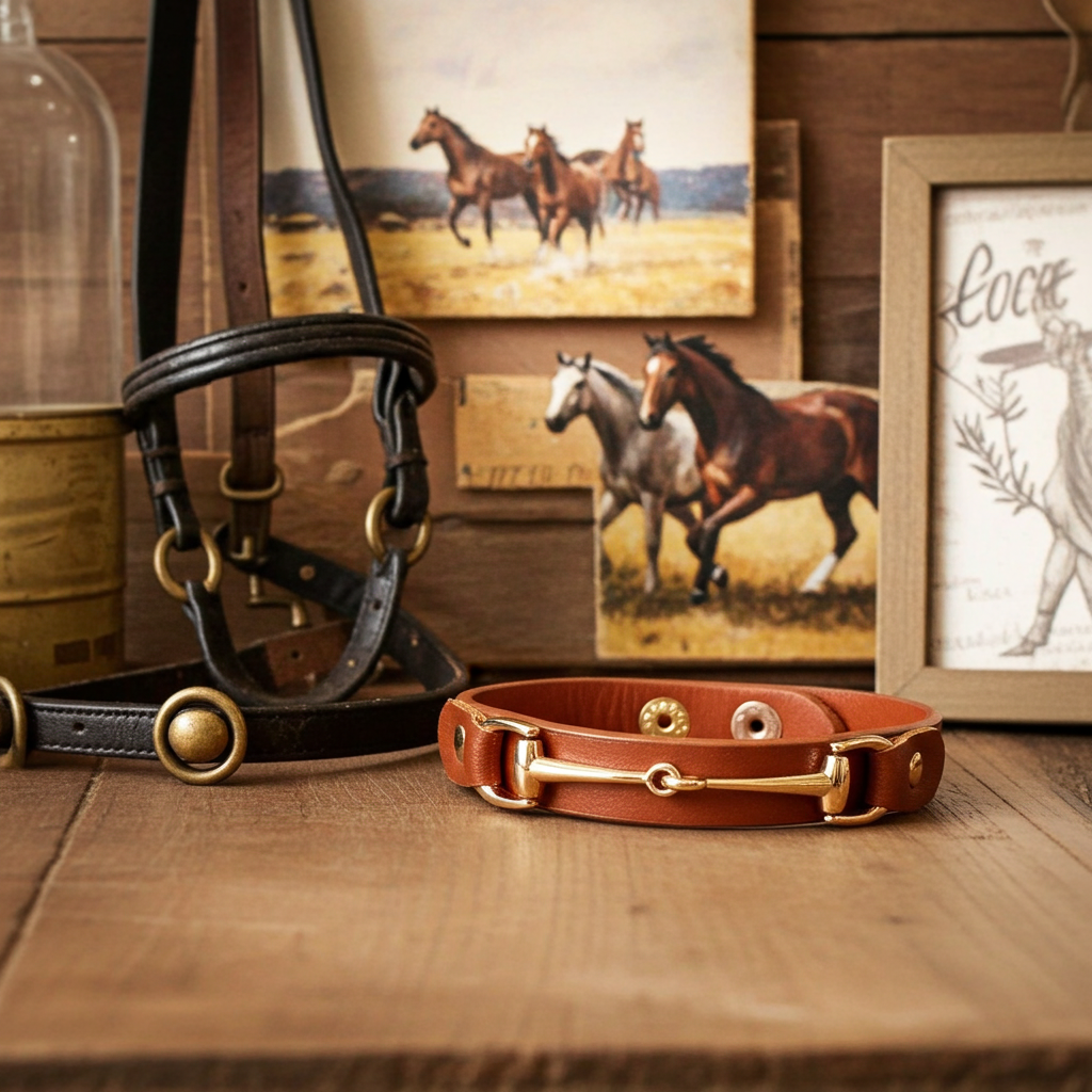 Snaffle Leather Bracelet- Tan - PEGASUS JEWELLERY