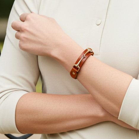 Snaffle Leather Bracelet- Tan - PEGASUS JEWELLERY