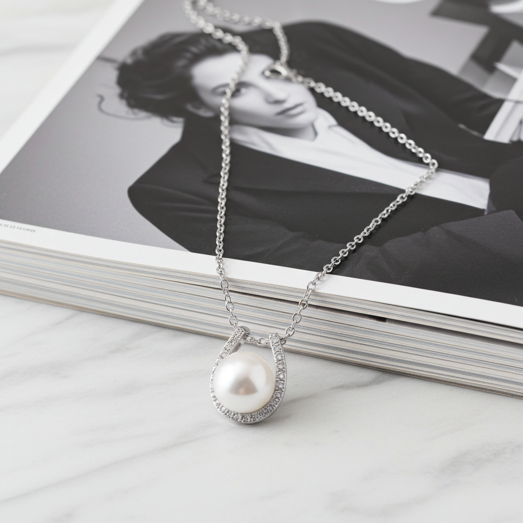 Pegasus Pearl Horseshoe Sparkle Necklace - PEGASUS JEWELLERY