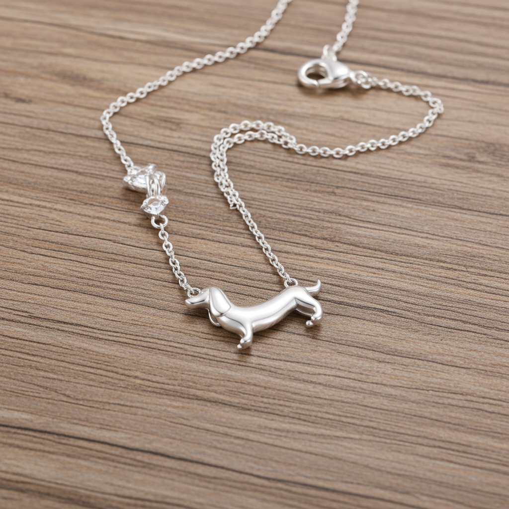Dachshund Necklace- Silver