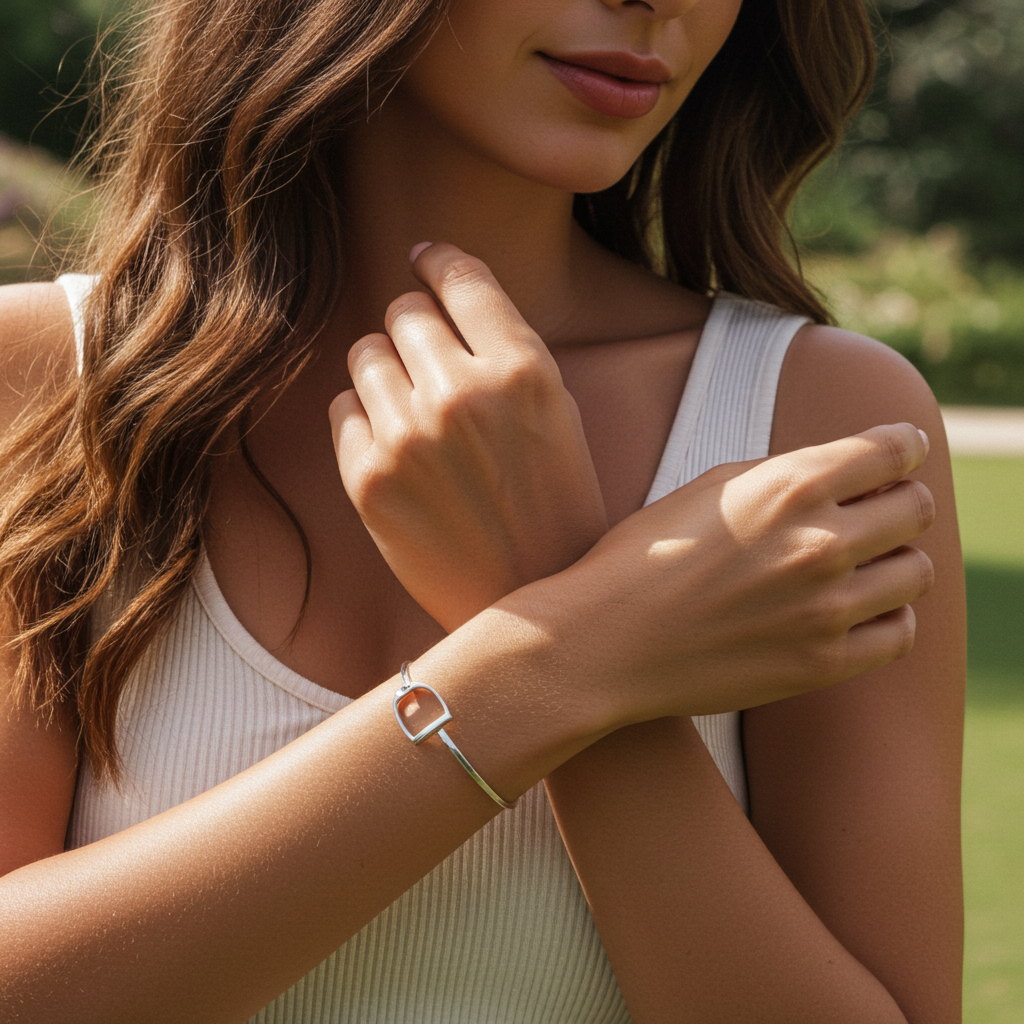 Sterling Silver Stirrup Bangle