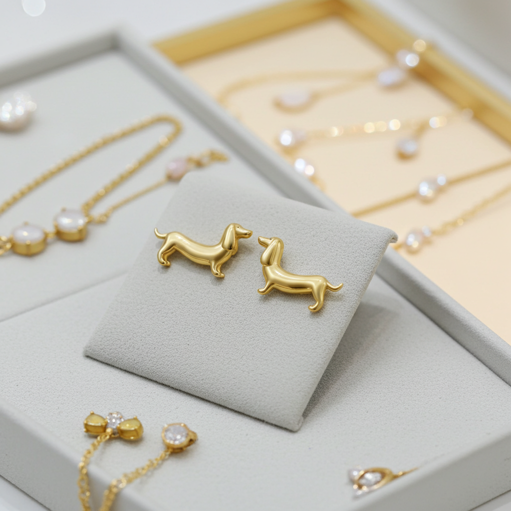 Dachshund Stud Earring- Gold