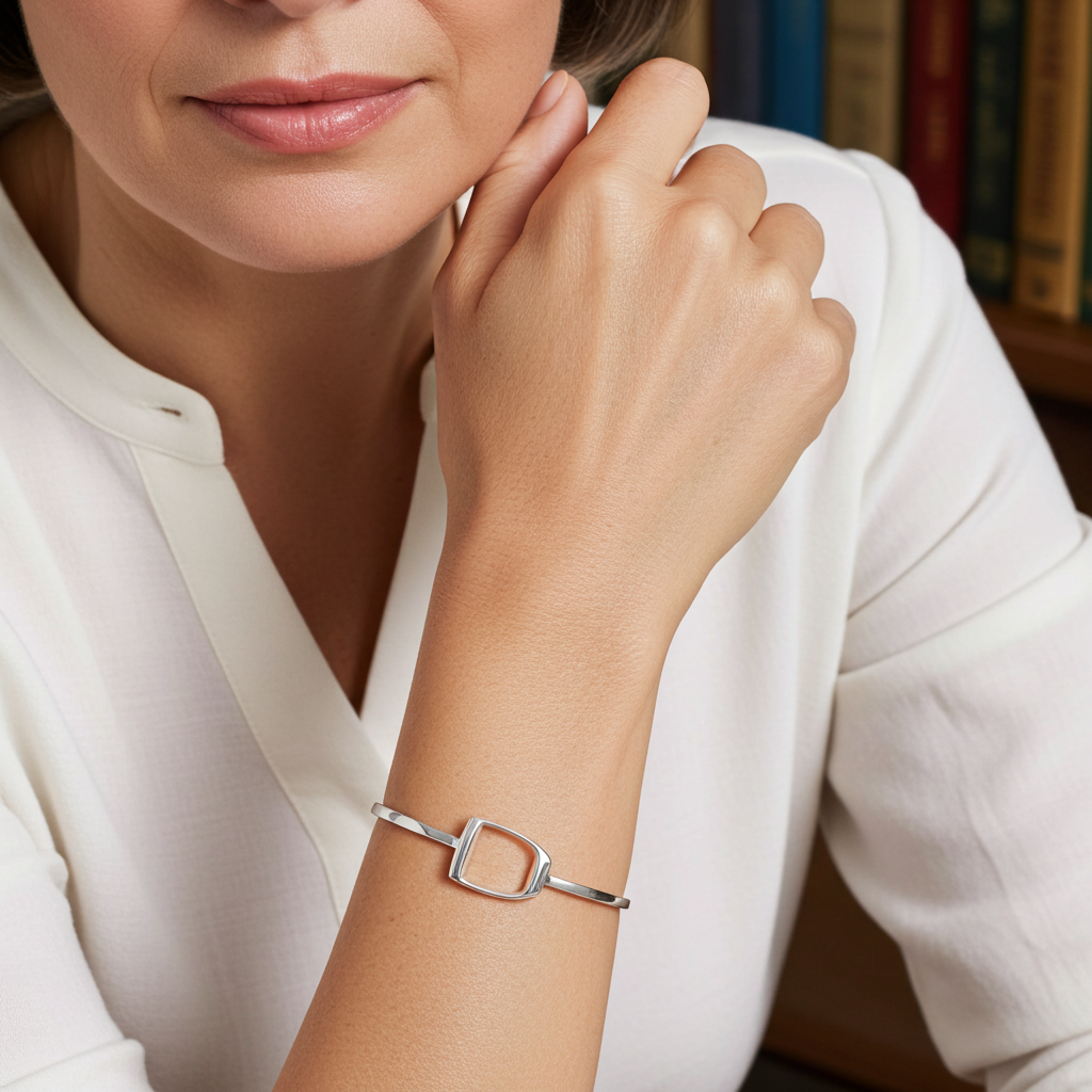 Sterling Silver Stirrup Bangle