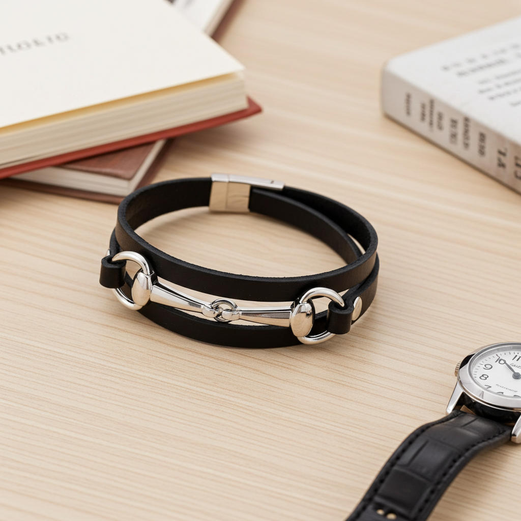 Leather Wrap Snaffle Bracelet - PEGASUS JEWELLERY