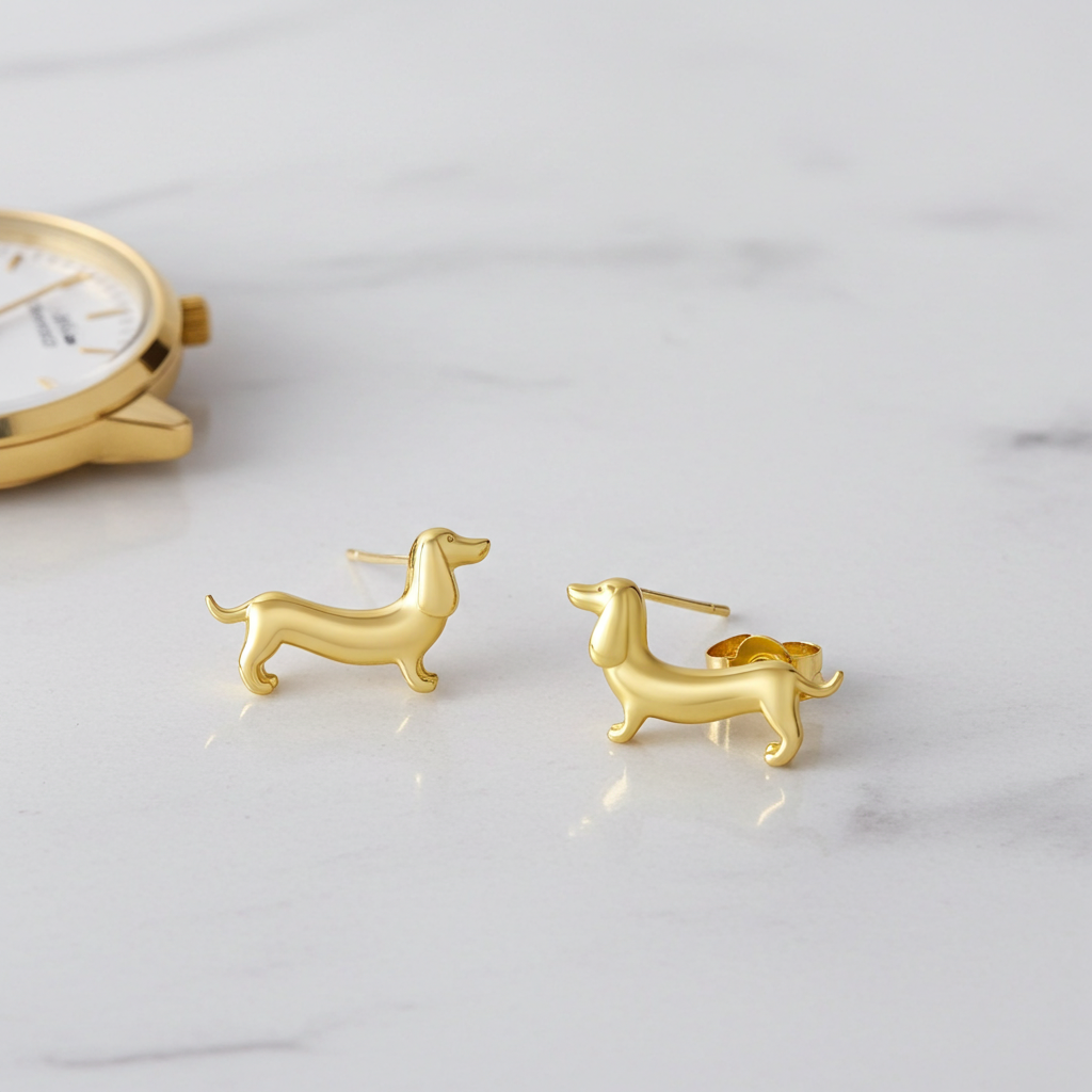 Dachshund Stud Earring- Gold