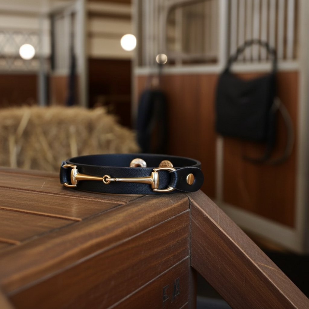 Snaffle Leather Bracelet- Black - PEGASUS JEWELLERY