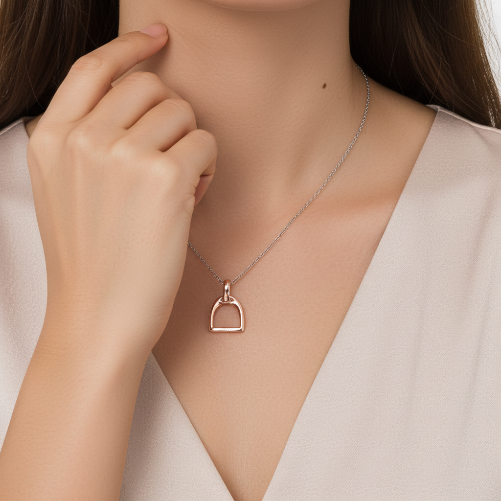 Stirrup Necklace - Rose Gold - PEGASUS JEWELLERY