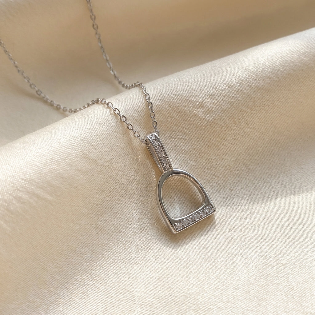 Luxury Stirrup Necklace- Silver