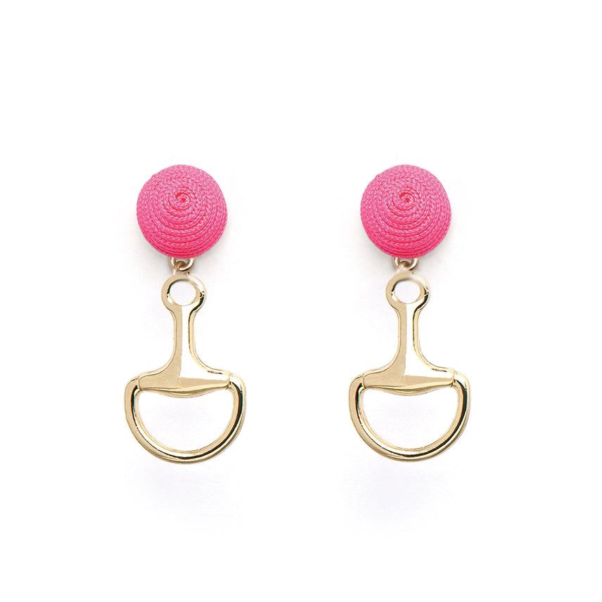 Drop Snaffle Earring- Pink - PEGASUS JEWELLERY