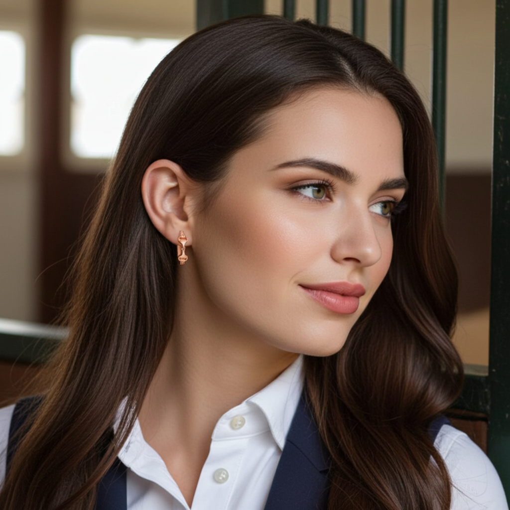 Snaffle Hoop Earrings- Rose - PEGASUS JEWELLERY