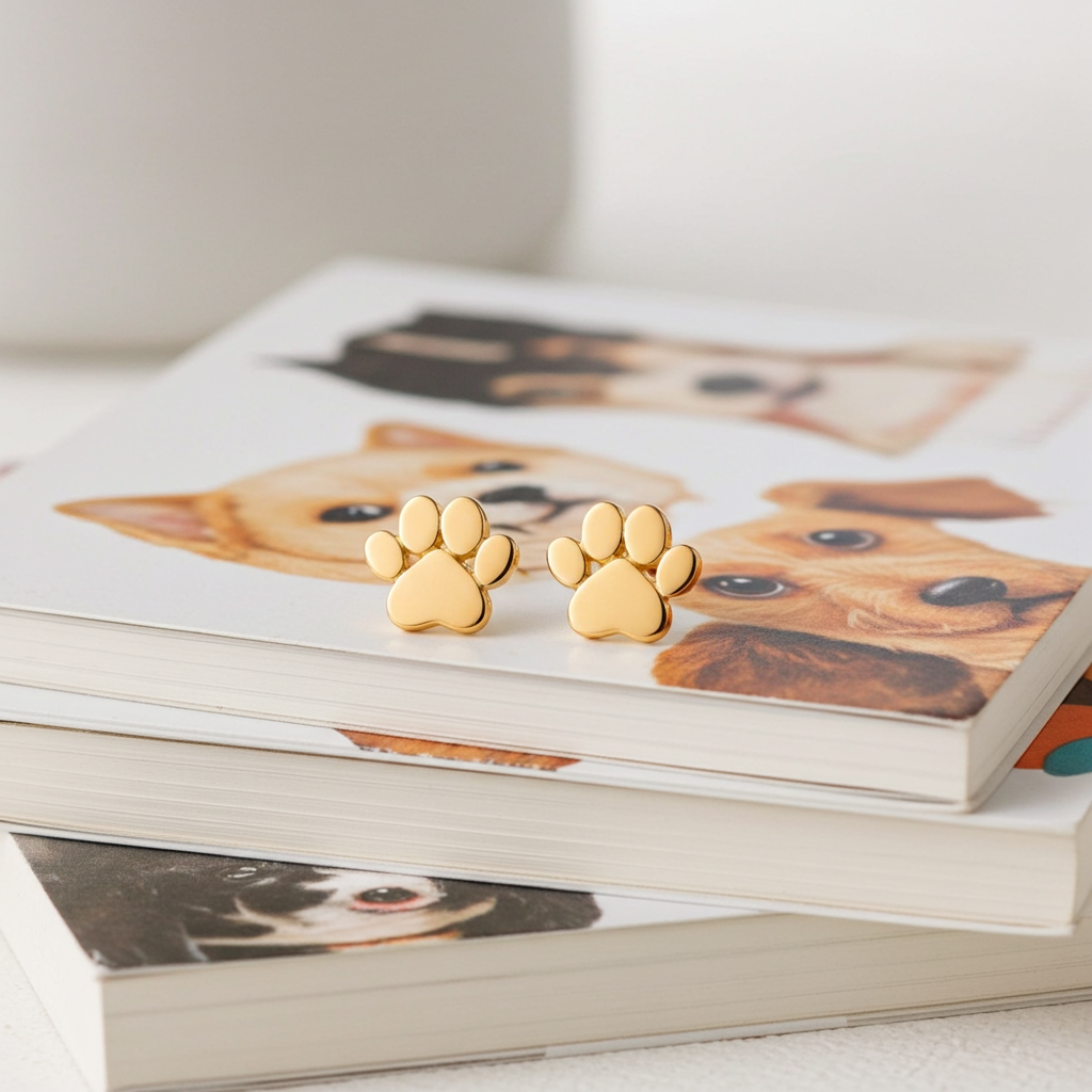 Gold Plated Paw Print Earrings