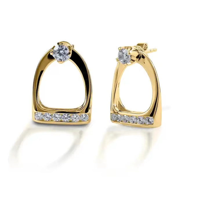 Gold Vermeil Sparkle Stirrup Stud Earring