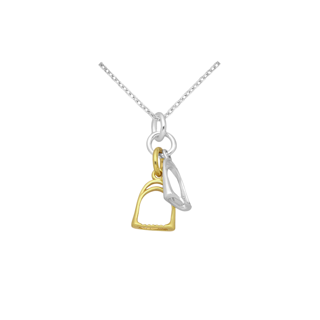 Double Gold Silver & Stirrup Necklace - PEGASUS JEWELLERY
