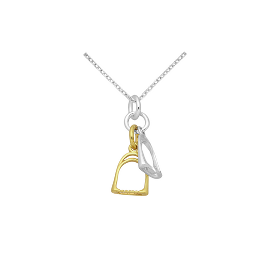 Double Gold Silver & Stirrup Necklace - PEGASUS JEWELLERY