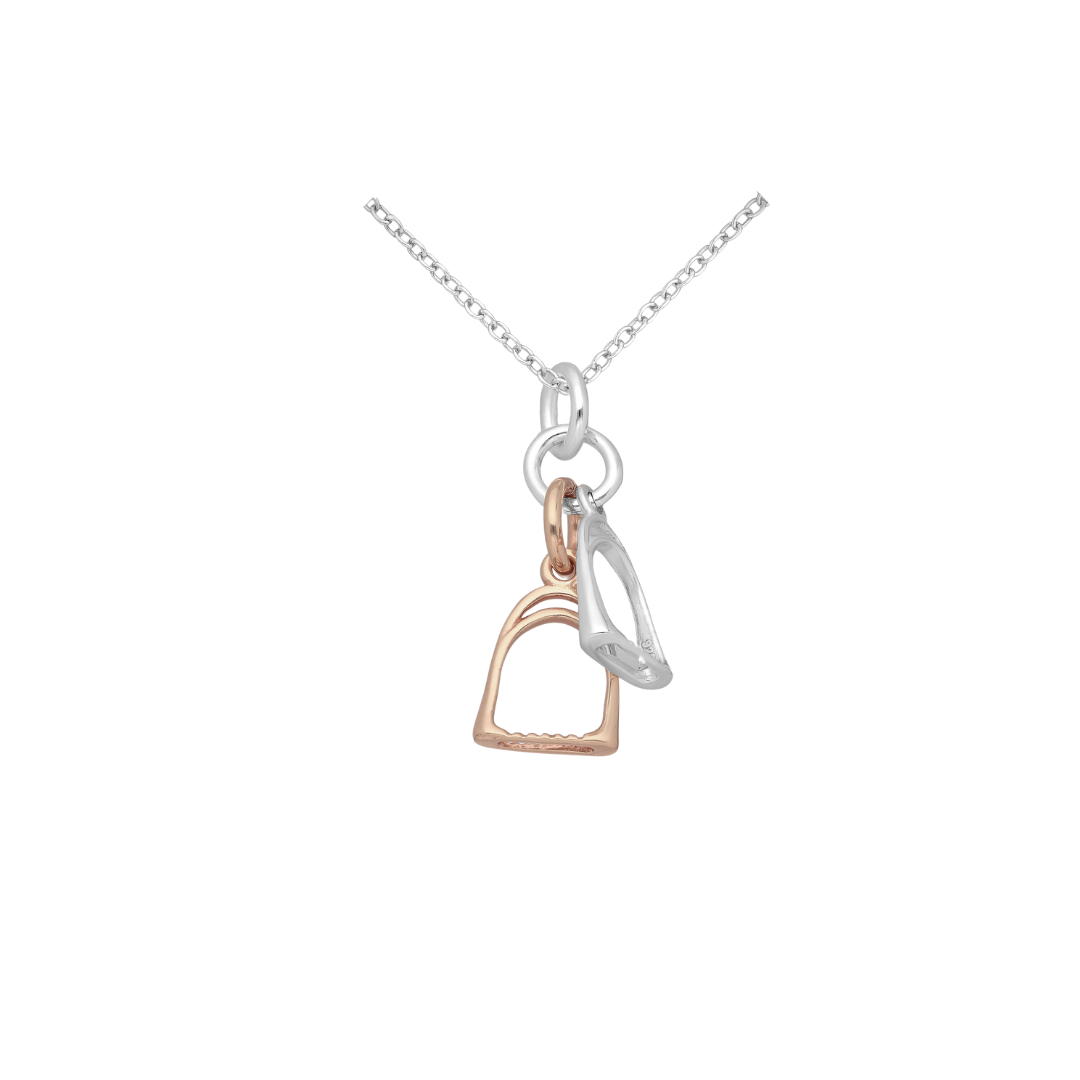 Double Rose & Silver Stirrup Necklace - PEGASUS JEWELLERY