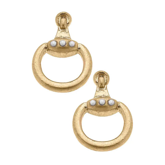 Snaffle Horse earrings- Brass- Equestrian Costume Jewellery