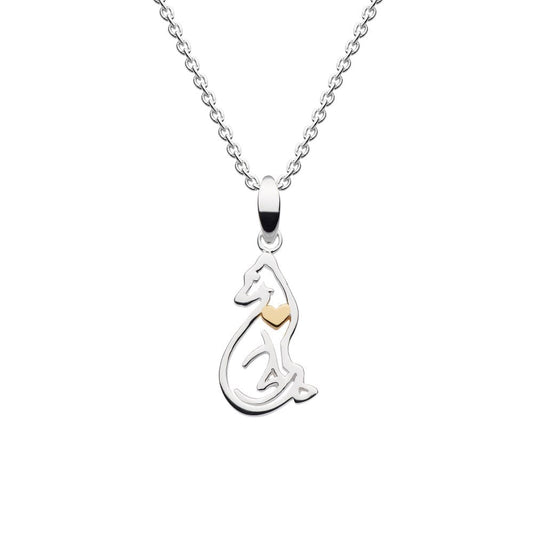Hound Pendant with Gold Heart