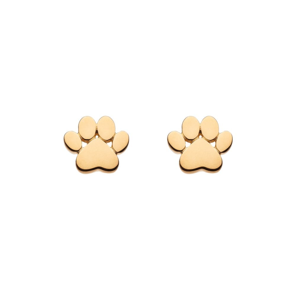 Gold Plated Paw Print Earrings - PEGASUS JEWELLERY