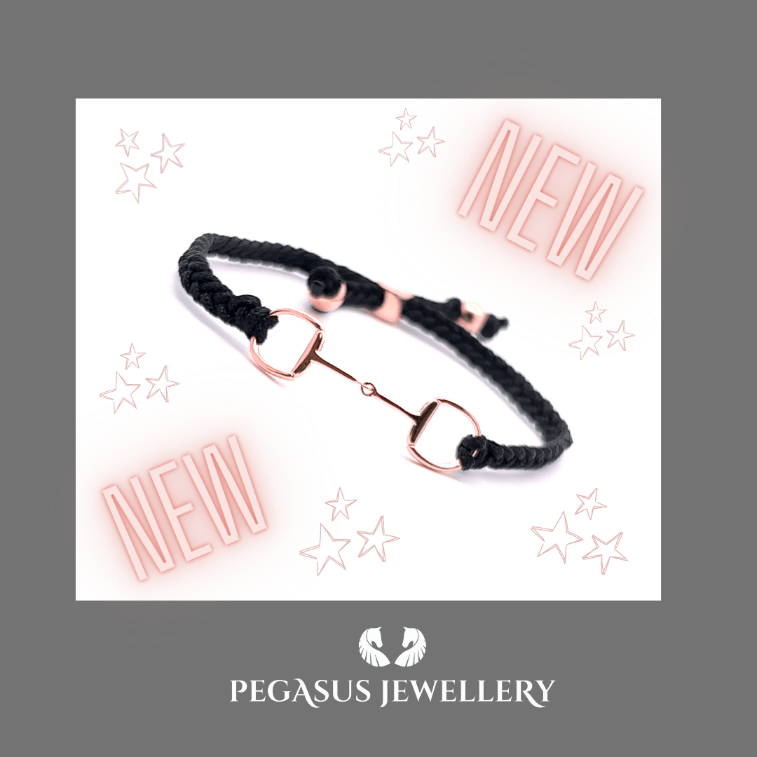 PEGASUS JEWELLERY Bracelet Rose Gold Black Single Snaffle Friendship Bracelet.