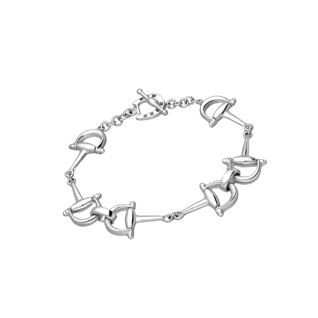 Silver Snaffle and Horseshoe Equestrian Bracelet