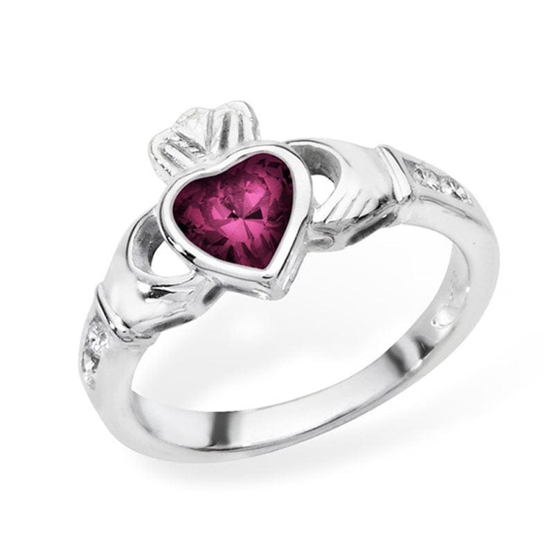 PEGASUS JEWELLERY Rings Birthstone Claddagh Ring- February