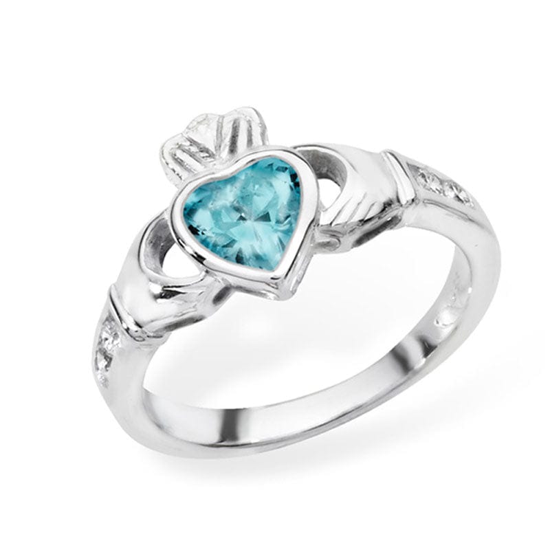 PEGASUS JEWELLERY Rings Birthstone Claddagh Ring- March