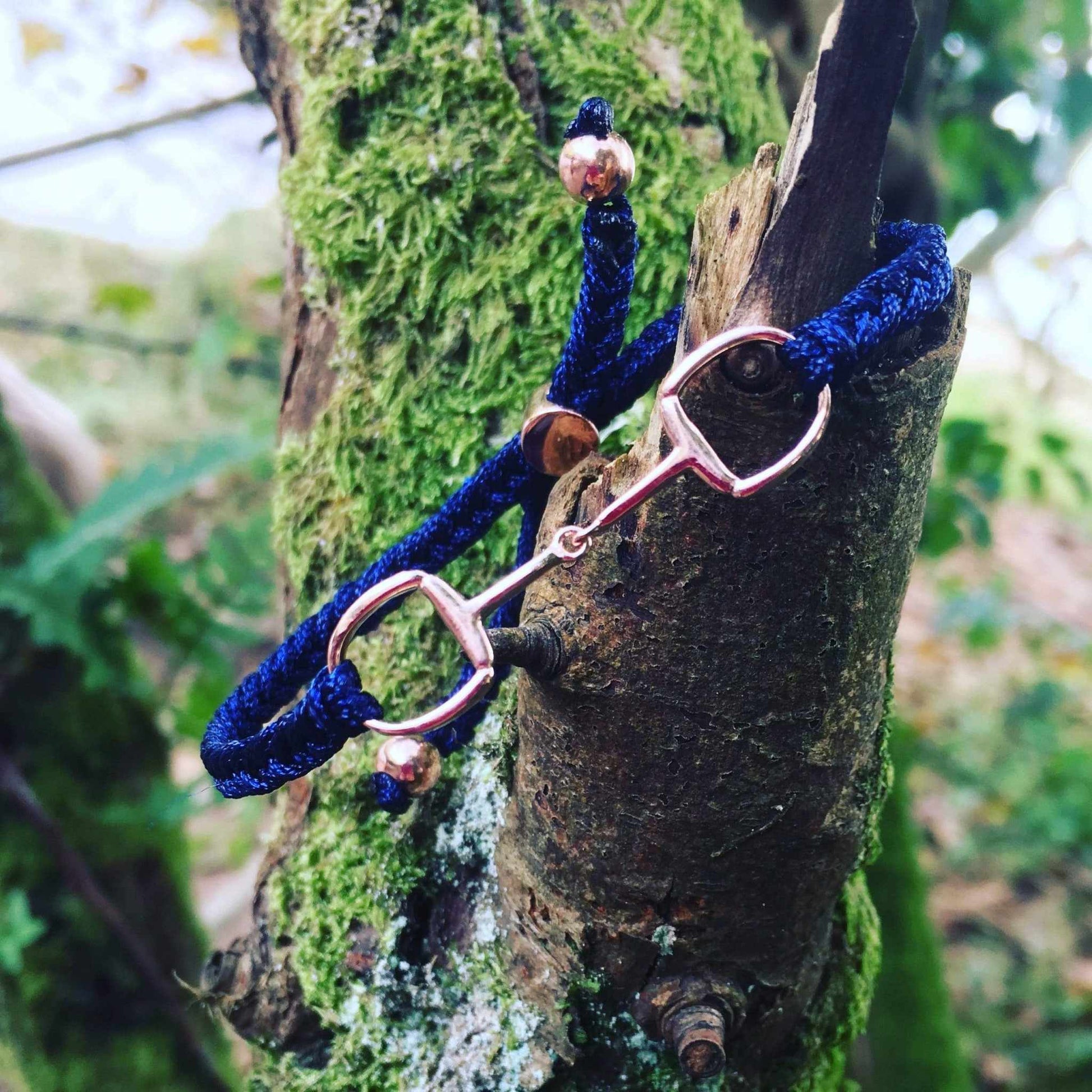 Rose Gold Navy Single Snaffle Friendship Bracelet.BraceletPEGASUS JEWELLERY
