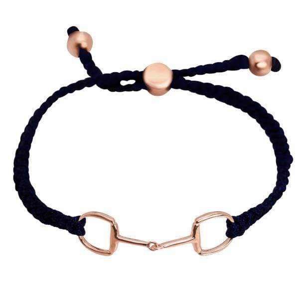 PEGASUS JEWELLERY Bracelet Rose Gold Navy Single Snaffle Friendship Bracelet.