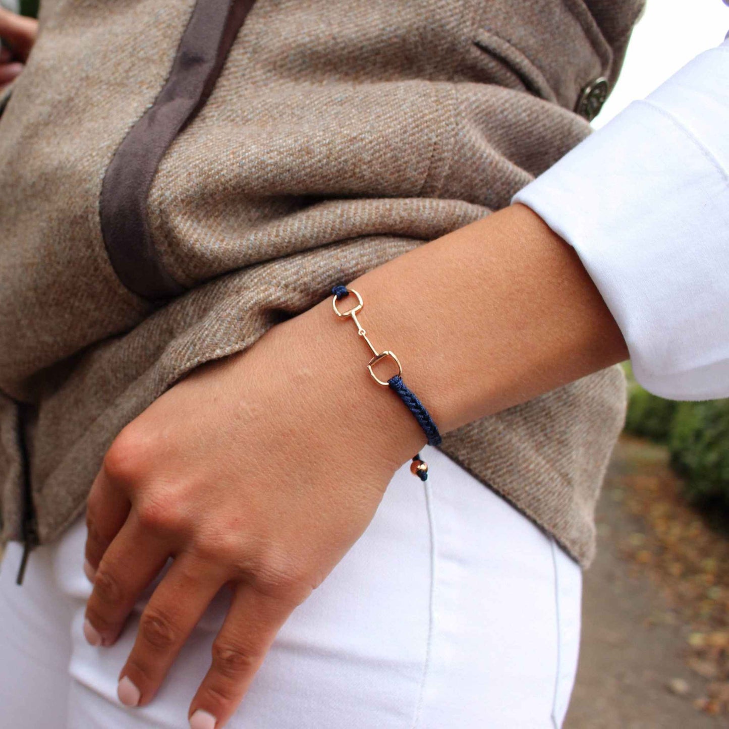 Rose Gold Navy Single Snaffle Friendship Bracelet.BraceletPEGASUS JEWELLERY