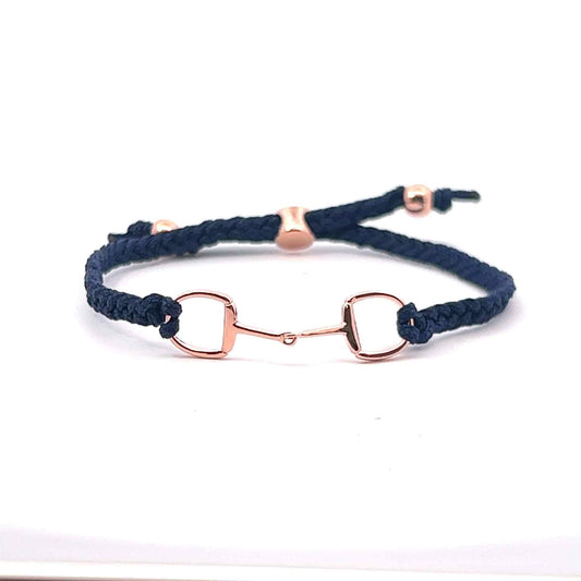 Rose Gold Navy Single Snaffle Friendship Bracelet.BraceletPEGASUS JEWELLERY