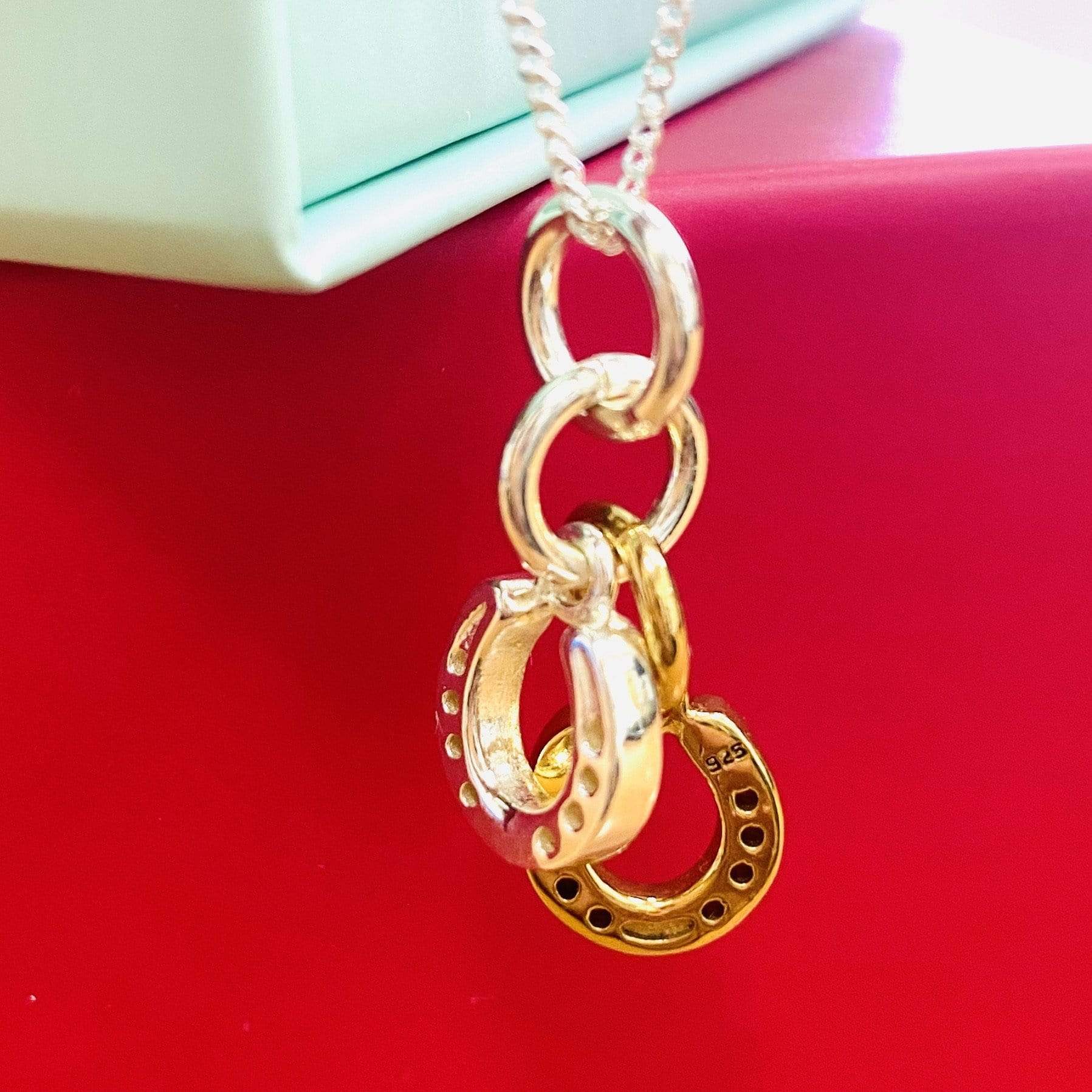 PEGASUS JEWELLERY Equestrian Yellow & Silver Horseshoe Necklace