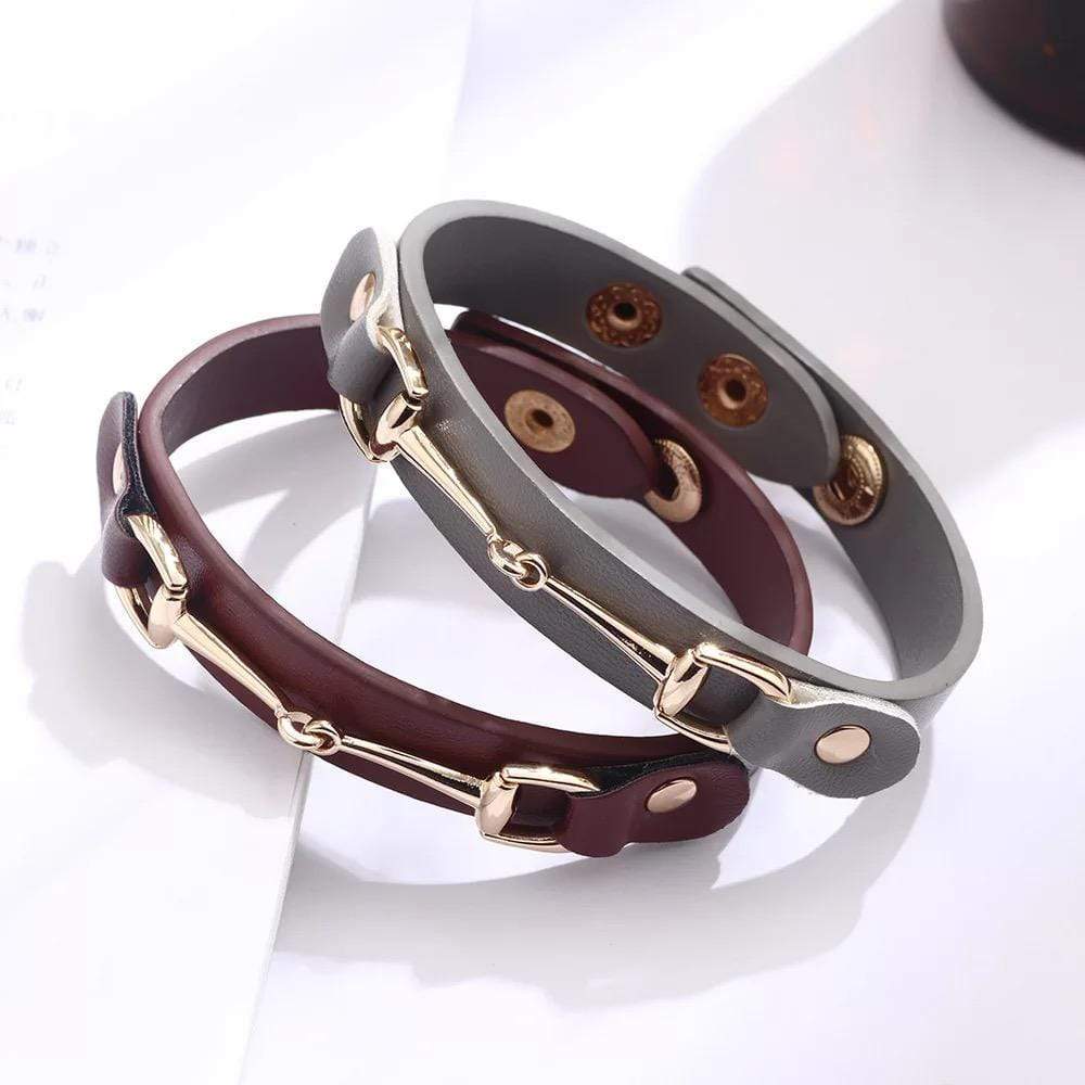 PEGASUS JEWELLERY Fabric/ Leather bracelet Snaffle Leather Bracelet- Dove Grey