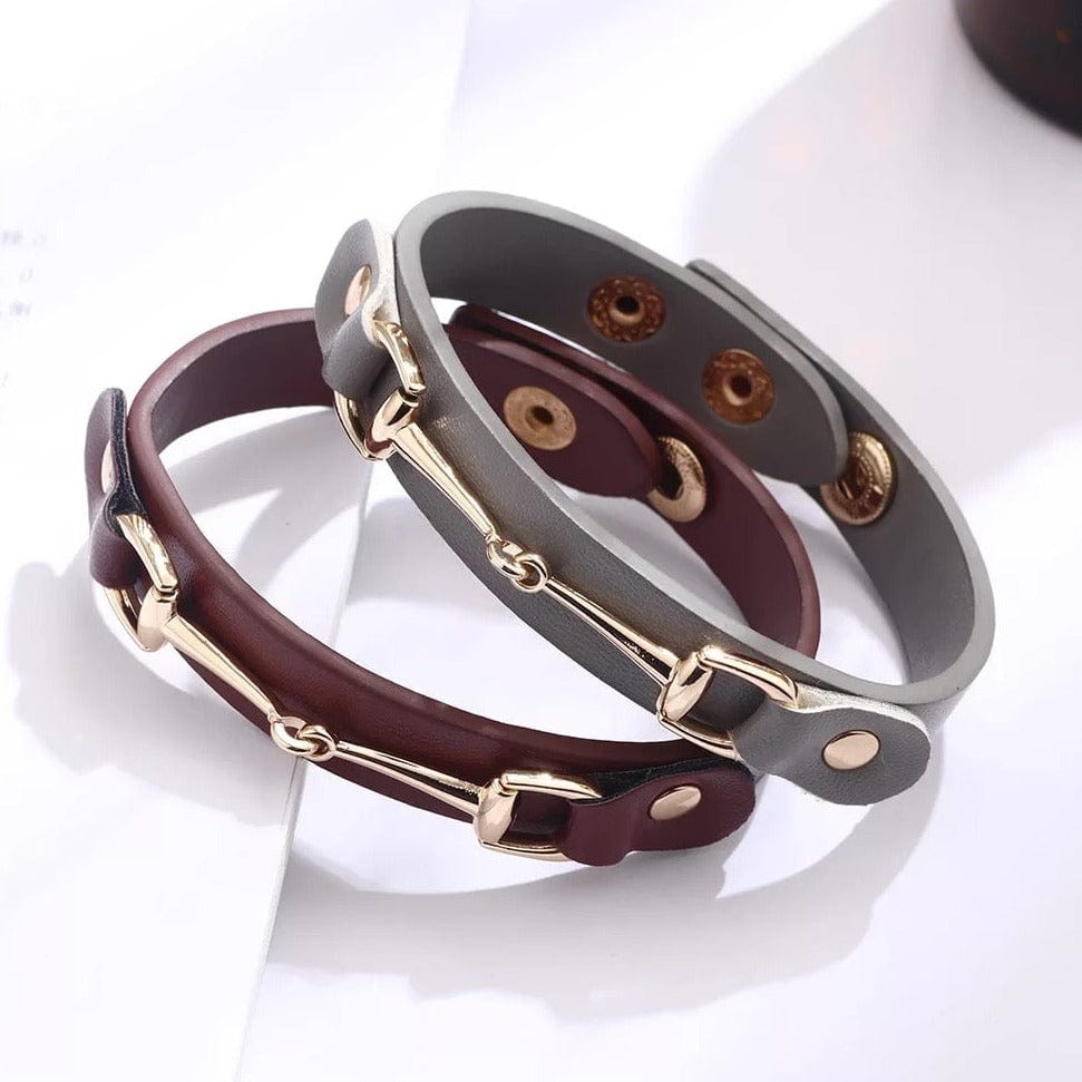 PEGASUS JEWELLERY Fabric/ Leather bracelet Snaffle Leather Bracelet- Merlot