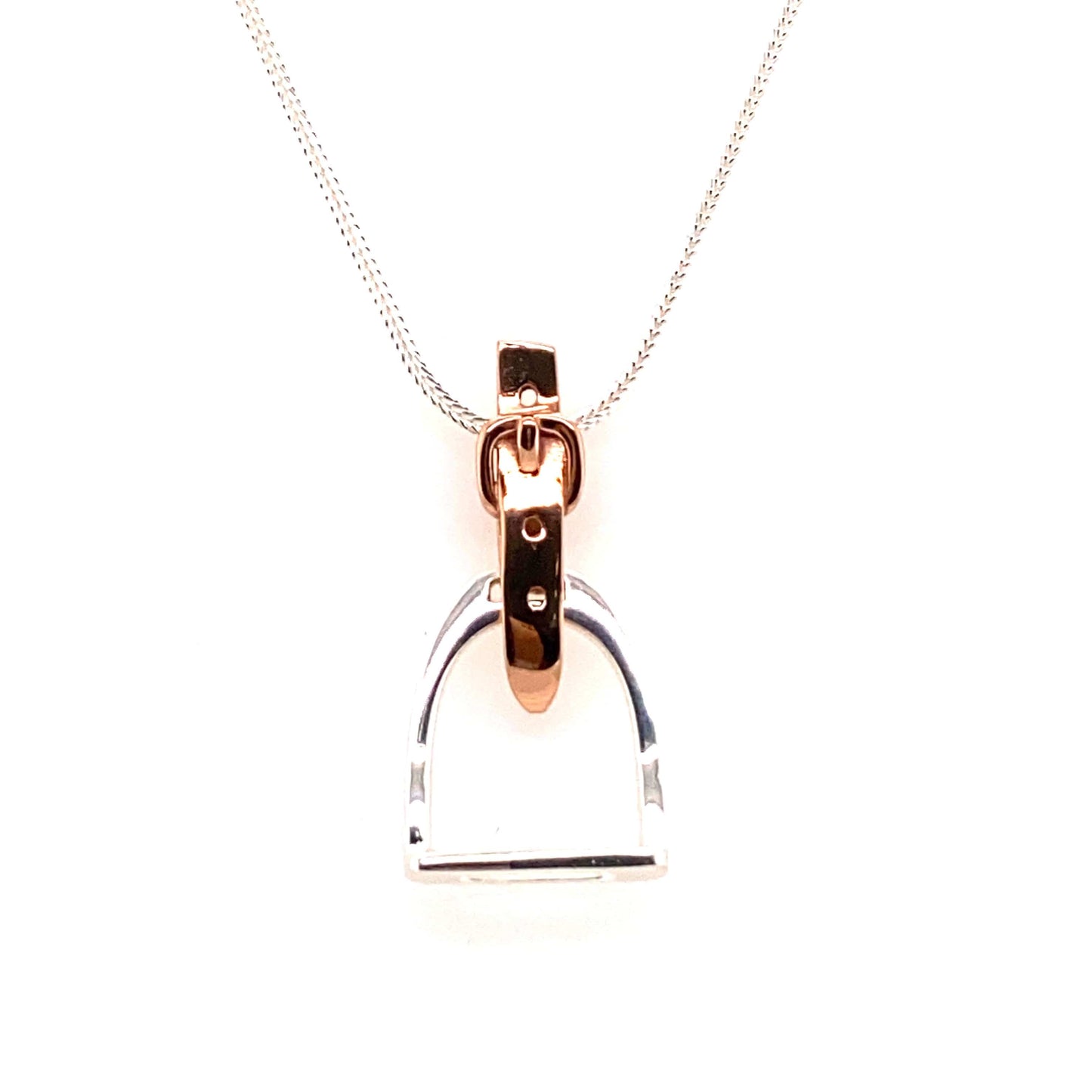 PEGASUS JEWELLERY Necklaces Large Rose & Silver Stirrup Pendant