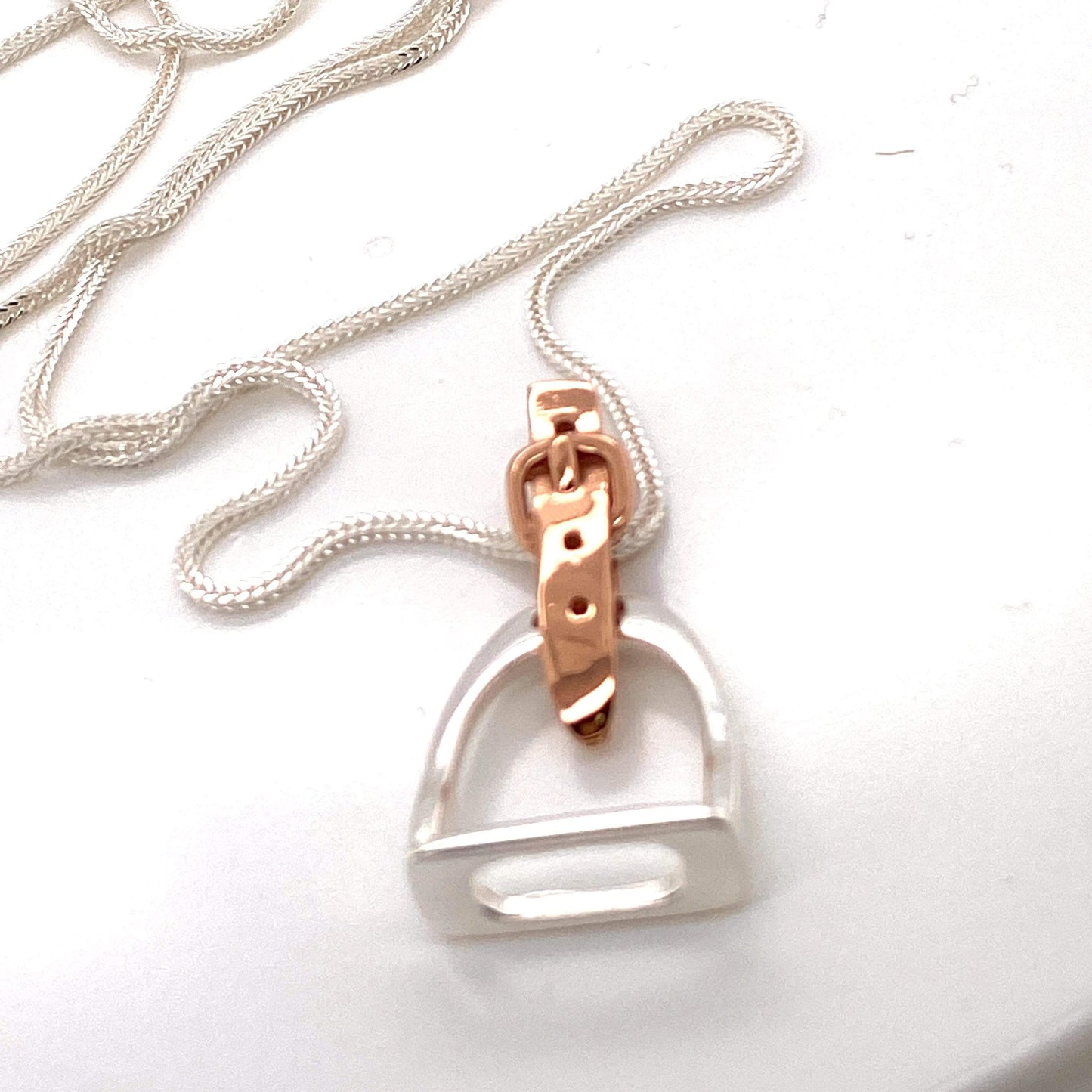PEGASUS JEWELLERY Necklaces Large Rose & Silver Stirrup Pendant