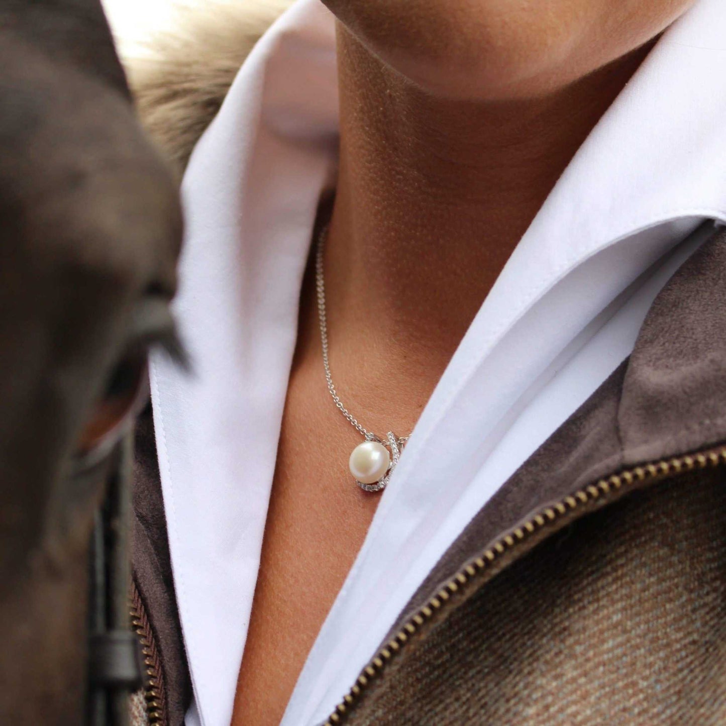 Pegasus Pearl Horseshoe Sparkle NecklaceNecklacesPEGASUS JEWELLERY
