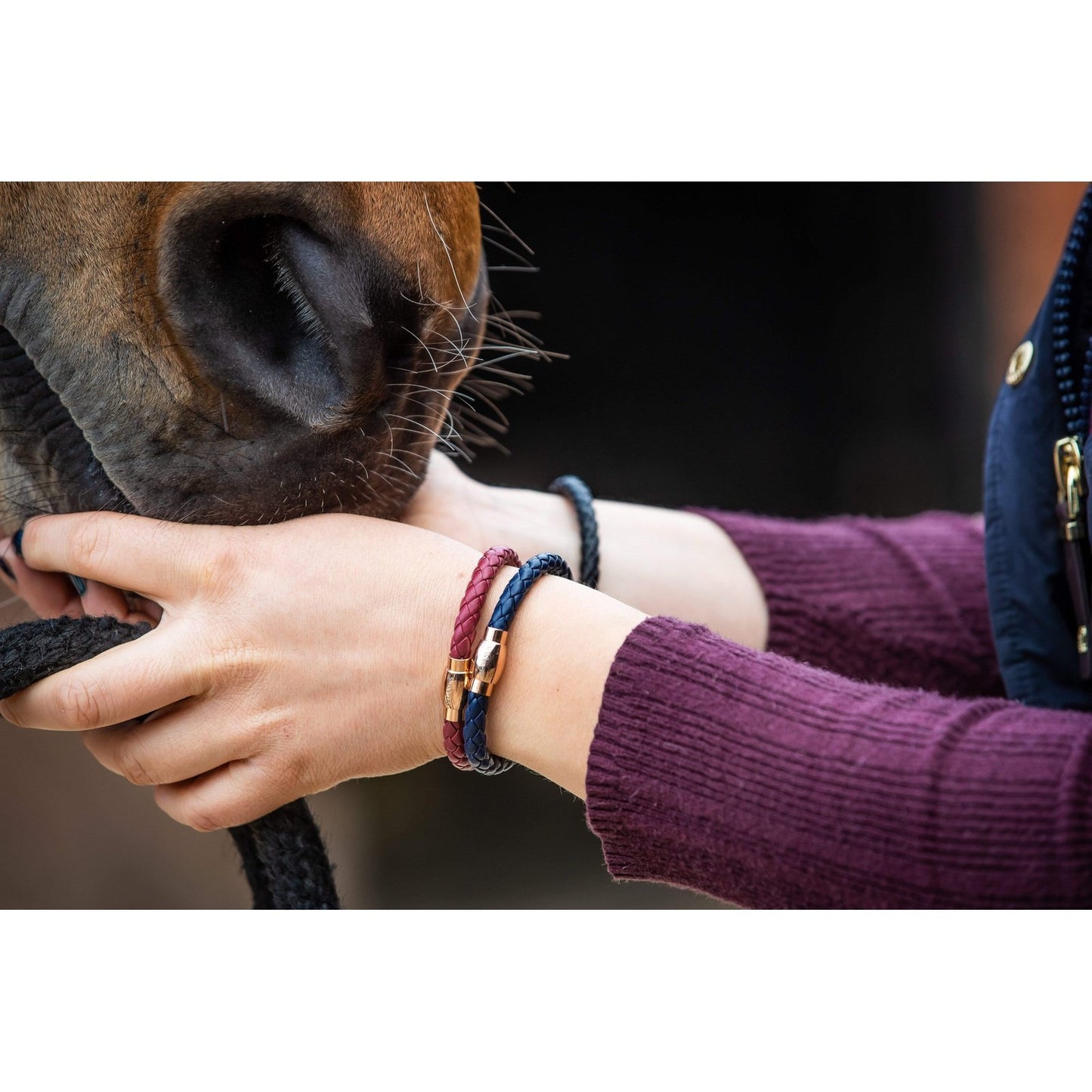 PEGASUS JEWELLERY Vitality Bracelets Vitality Leather Rose Gold Bracelet- Black