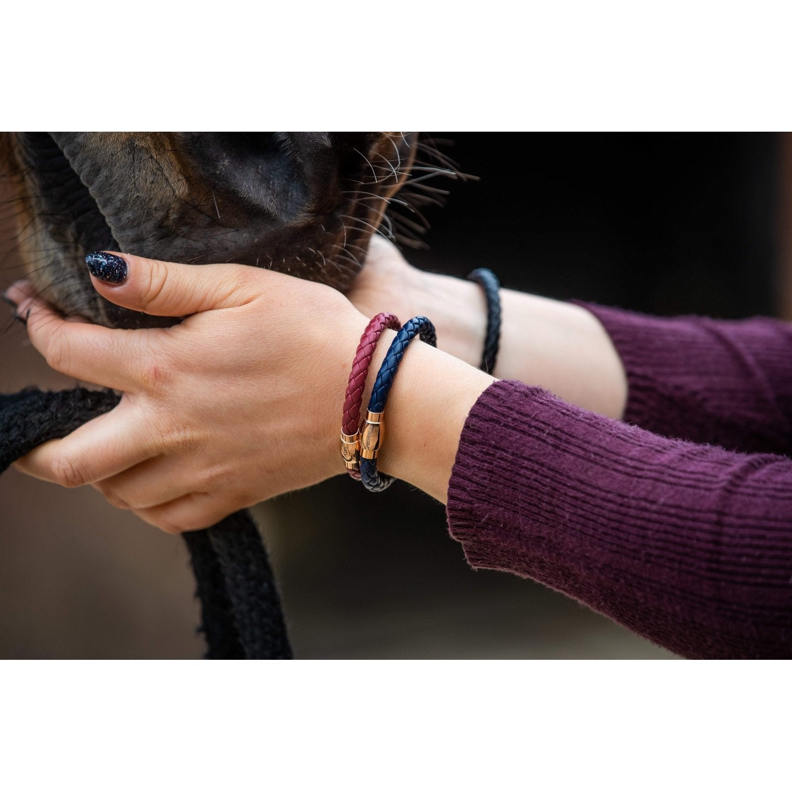 PEGASUS JEWELLERY Vitality Bracelets Vitality Leather Rose Gold  Bracelet- Navy Blue