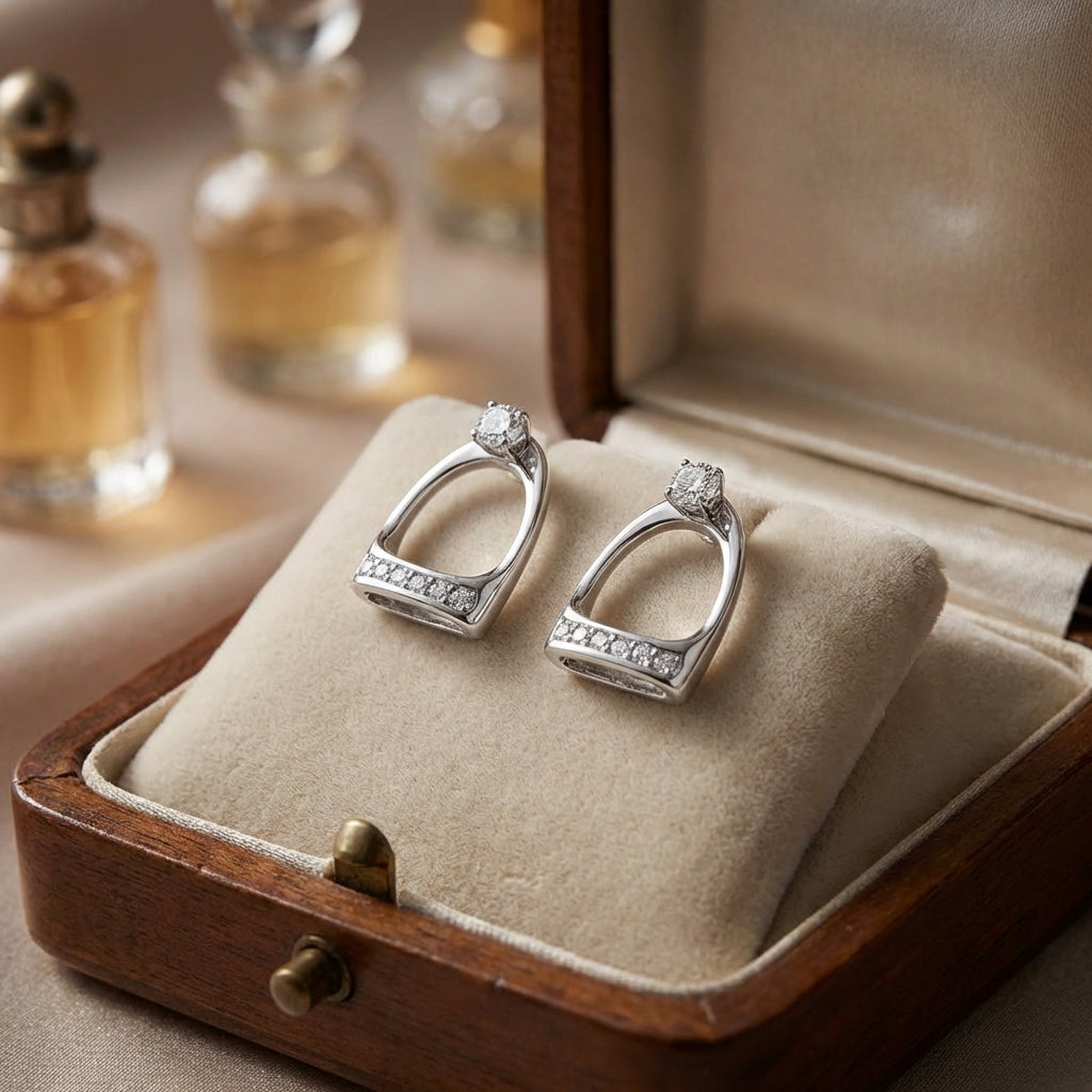 Sparkle Stirrup Stud Earring - PEGASUS JEWELLERY