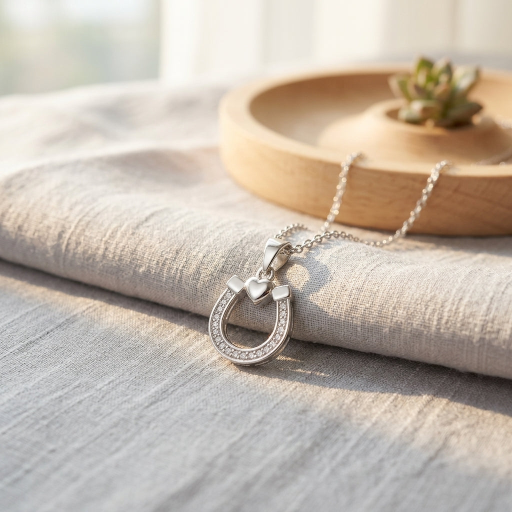 Horseshoe Silver Heart Pendant - PEGASUS JEWELLERY